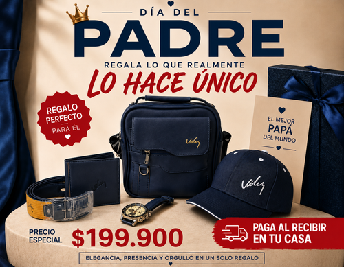 Kit Regalo para Papá – Carriel+Reloj+Billetera+Correa+Gorra